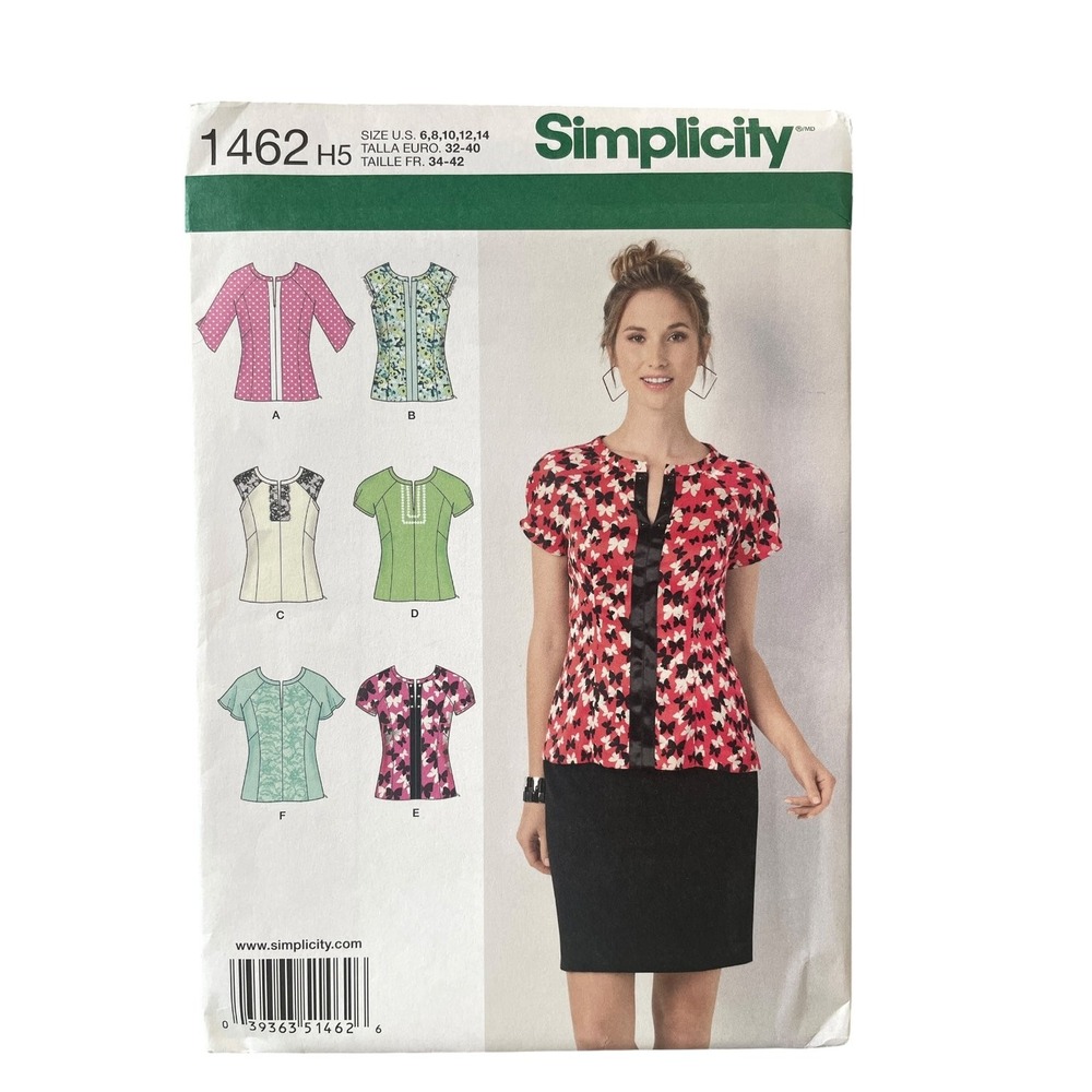 Simplicity Sewing Pattern Misses Size 6-14 Top Blouse 1462 H5 Uncut FF